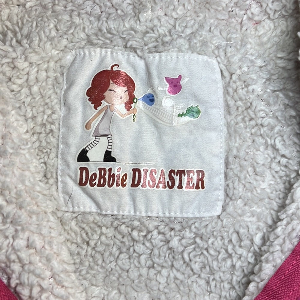 Debbie Disaster Fleece Lined Pink Zip Up Kids Hoodie Pink Size 4t - Picture 4 of 5